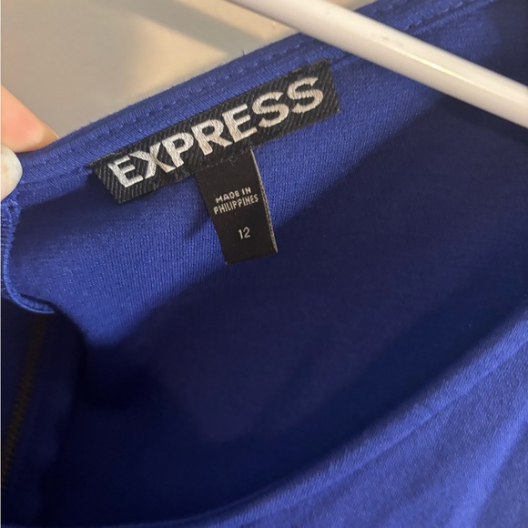 Express Royal Blue Cap Sleeve mini dress size 12 EUC VINTAGE - Picture 2 of 3